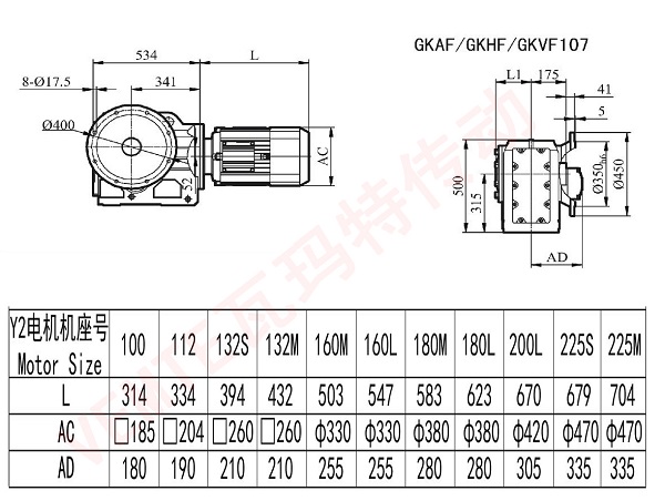 KAF KHF KVF107減速機尺寸圖